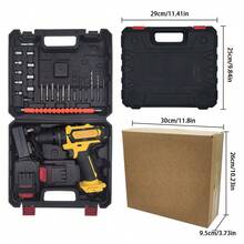 Juego de destornilladores eléctricos multifuncionales para el hogar taladro manual recargable inalámbrico 3 en 1 - Amarillo - Ver 2