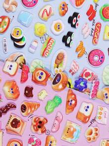 Gourmet Mini Foam Stickers, Cartoon Patterns, Decorative Reward Stickers, Bread Pastries, Potato Chips, Cute Stickers - Multicolor - View 4