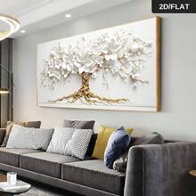 1 bức tranh vải canvas treo tường hiện đại hình cây sự sống hoa trắng trừu tượng, trang trí tường không khung cho phòng khách và phòng ngủ, trang trí nhà hiện đại, trang trí tường | nghệ thuật treo tường thanh lịch | vải canvas có họa tiết, trang trí tường phòng khách, hoàn hảo cho trang trí phòng - Nhiều màu - Xem 1