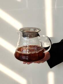 1 Set Glass Coffee Pot With Lid, Tea Pot, Can Be Used For Living Room, Entertaining Guests, Parties, Cups, Manual Pour Over Coffee Maker, Coffee Tools, Tea Set, Glass - Multicolor - View 9