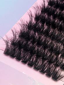 1盒252片80D单根假睫毛，浓密蓬松，D卷翘，猫眼簇状造型，分段式设计 - 非常适合DIY化妆，新手友好，可重复使用。睫毛簇，单根假睫毛，睫毛，假睫毛，美容健康，个人护理，节日魅力妆容，圣诞节，万圣节，新年，假日妆容 - 黑色 - 查看 7