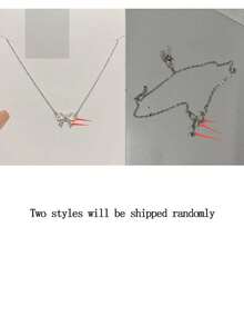 1件 精致蝴蝶结简约时尚钛钢锁骨项链 - 銀色 - 查看 5