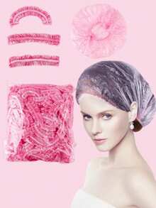 100pcs/50pcs/10pcs Disposable Shower Caps For Women, Waterproof And Oil-Proof, Bathing Hair Cover, Home Use, Hair Treatment, Hair Dye, Plastic Shower Cap, Extra Large & Thick - Multicolor - View 2