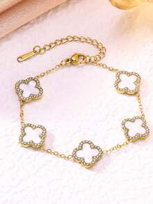 1pc Women's Stainless Steel Fashion Bracelet, Suitable For Daily Wear - Black - View 4