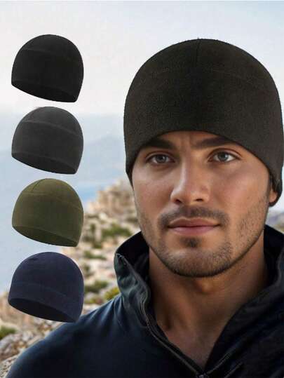 1pc Men's Outdoor Fleece Warm Hat, Suitable For Autumn/Winter Cycling, Comfortable Windproof, Unisex, Warm Sports Cap For Cold Weather Activities, Comfortable And Durable, Fast Delivery, Men's Gift