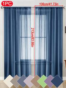 1件纯色薄纱窗帘，现代风格，轻盈透气，保护隐私，适用于卧室、书房、客厅、阳台等场所。100%涤纶薄纱面料，透明轻薄，适用于客厅、阳台及其他窗户装饰，提升房间格调。 - 彩色 - 查看 62