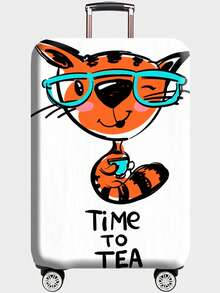 1件装可爱猫虎纹行李箱套，弹性行李箱保护套，适用于大多数标准尺寸行李箱，旅行必备，适合度假、商务出行 - 可机洗涤纶材质，旅行配件，趣味旅行设计，触感光滑，度假必备，轻便旅行配件，男女通用，机场和火车站的理想之选，机场必备 - 彩色 - 查看 12