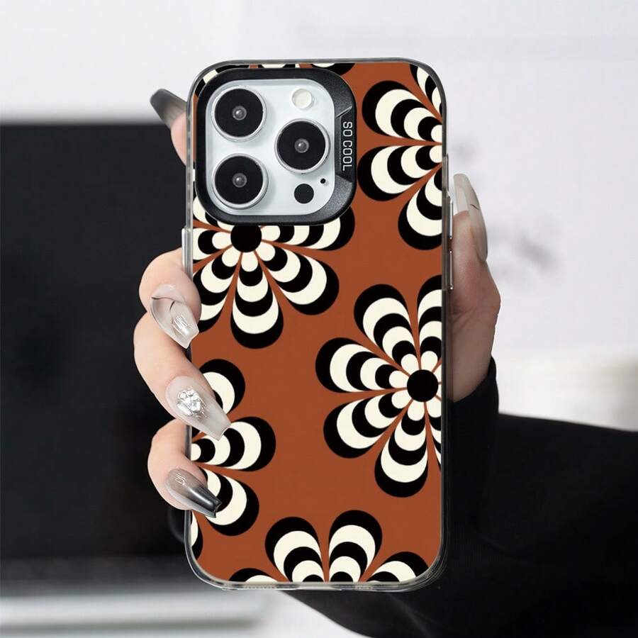 Patrón de Flor de Fantasía - Funda de Teléfono IMD, Protección Completa - Compatible con iPhone 16Plus/16ProMax/16Pro/16/15Plus/15ProMax/15Pro/15/14Plus/14ProMax/14Pro/14/13ProMax/13Pro/13/12ProMax/12Pro/12 Regalo de Vacaciones, Funda a Prueba de Golpes, Patrón Floral, Artístico - Negro - Ver 1