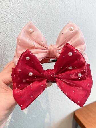 3 st. Pärla 3D Rosett Toppklämma Prinsessa Pannband Klänning Födelsedag Håraccessoar