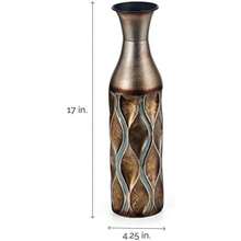 Elements Embossed Gold Wave Metal Vase-Table Centerpiece Home Décor for Dried Flower and Artificial Floral Arrangements, Living Room Décor, Bedroom Décor, Decorative Vase, 17-Inch(ola de oro) - Multicolor - Ver 3