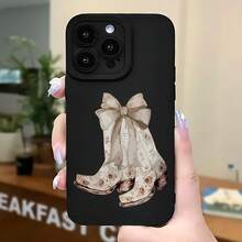 2026 nueva funda de teléfono esmerilada, funda de teléfono con estampado de botas de vaquera y lazo para iPhone 17 14 Pro Max 13 12 11 Xs Xr X  Galaxy S23 S22 S21 S20 S10 S9 S8 Plus, funda de teléfono para pareja, regalo para novio y novia, regalo de San Valentín, regalo de cumpleaños - Blanco antiguo - Ver 5