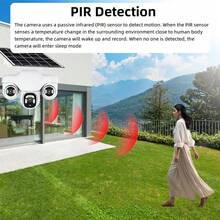 V380 4G Solar Powered 3-Lens PTZ Camera, 15MP Triple-Screen CCTV, 10X Zoom Outdoor Video Surveillance Security Camera With Two-Way Audio IP Camera - White - View 2