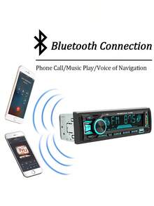 1-DIN Car Stereo Radio, Fast Charging & USB/SD/Aux-In, 7-Color Backlit LCD Display, Fit For 12V Cars, Compatible With Smartphones/Tablets