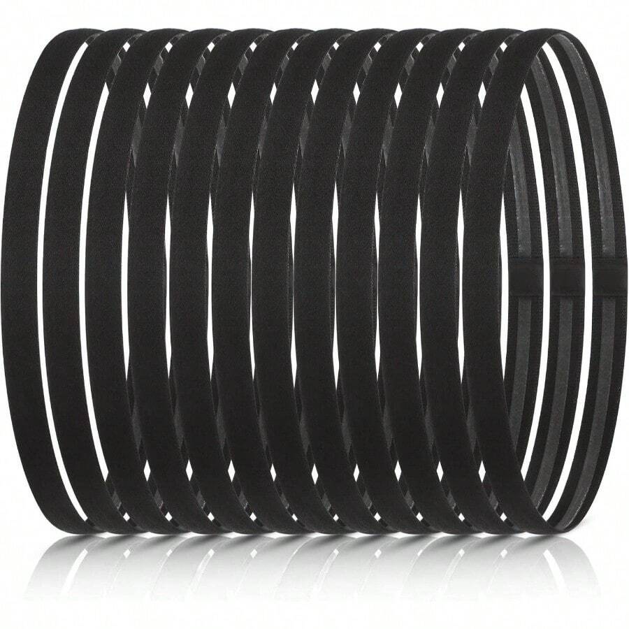12 diademas deportivas delgadas antideslizantes y elsticas, bandas para el cabello con agarre de silicona antideslizante para hombres y mujeres, ftbol, baloncesto, tenis, yoga - Negro - Ver 1