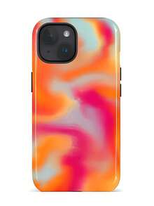 Abstract Pattern Blending Orange, Red, Pink And Blue Two-In-One Matte Texture Phone Case Suitable For Compatible With Iphone17,17AIR,16, 15, 14, 13, 12, 11, PRO MAX,PLUS,X,XS,As Well As , Galaxy S21/22/23/24/25 Ultra/FE+,NOTE20 Ultra,A71/56/55/54/53/52/36/34/26/25/23/16/15/14/13/06 - 彩色 - 查看 1