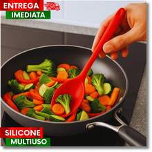 Jogo 06 colher de silicone  28CM Durabilidade para sua cozinha Utilidade para sua Receita Premium - JOGO 06 COLHER DE SILICONE - Visão 6