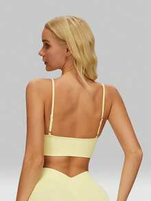 MFVIM Seamless Yoga Bra Top, With Adjustable Straps, Quick-Dry Activewear Shirt, Suitable For Running And Workout, Breathable, Women Fitness Apparel - Light Yellow - View 8