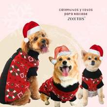 Ropa Sueter para Perro/Gato Sudadera Razas Minis Chicas Medianas y Grandes Calientito Tejido Perrito Dog Sweater (, )(Navidad Rojo 10) - Multicolor - Ver 7