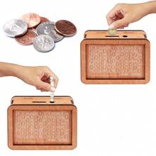 New Wooden Money Box Reusable Handmade Money Saving Box Crafts With Saving Money Goals Counter Coin Tray Storage Case Children - Multicolor - View 3