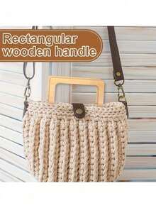 Wooden Bag Strap, DIY Handbag Accessory, Suitable For Handmade Bags And Wallets, Old Bag Renovation, Craft Materials, Bag Modification, Universal Style, Smooth Wood, Wear-Resistant And Durable, Handmade Craft, Artistic Fresh, Natural Style, Suitable For Beach Bags, Shopping Bags - Multicolor - View 6