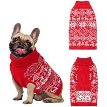 Suéter de Navidad para perro grande, grueso y cálido para mascotas, con copo de nieve, reno para perro, suéter de día festivo para clima frío, suéter de punto de invierno para perros medianos y(Small Medium) - Multicolor - Ver 2