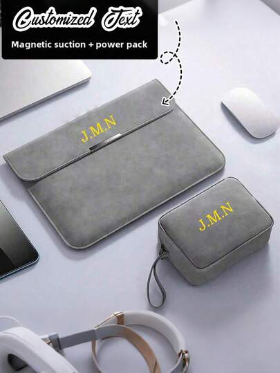 Customizable Name Laptop Bags,Smooth PU Leather Men Women Laptop Sleeve Pouch Compatible, Inch Case Personalized Initials 13.3 15.4 Inch Sleeve Envelope Bag PU Leather Laptop Notebook Bracket Stand Cover Shell Laptop Bag Unisex,All-Purpose,Large Capacity,Versatile,Multifunction,Colorful,Cute,Adorable,Contracted,Funny,Kawaii,Y2K,