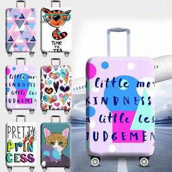 Bavullar için şık baskılı koruyucu kılıf, seyahat çantaları için toz geçirmez kılıf, bagajlar için koruyucu kılıf, iş gezileri, seyahat ve okula dönüş için ideal ve teslim edilen bagaj, bavulunuza canlılık katar. 18 inç - 28 inç için uygundur.