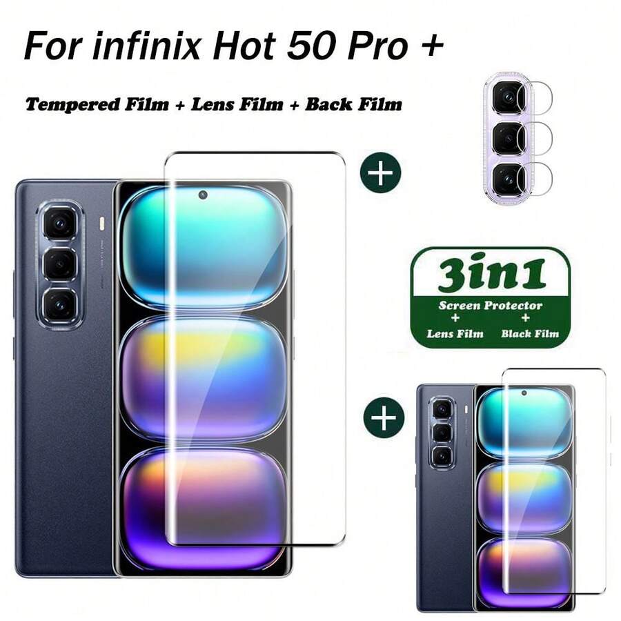 2PCS For Infinix Hot 50 Pro Plus Tempered Glass Transparent Film For Infinix Hot 50 Pro+ Full Cover Screen Protector + Lens Film Screen Protection Essentials, Applicable To Daily Shield, Office, Home Daily Shield Office Home Phone Screen Protector Phone Accessories Waterproof Shockproof Anti-Fall Scratch Resistant - Clear - View 1
