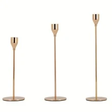 3pcs/Set Golden Candle Holders, Decorations For Wedding & Party,Room Decor,Gifts Birthday Graduation - Gold - View 6