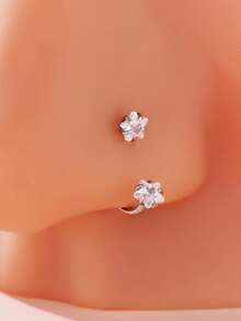 1pc Minimalist Fashionable Charming Personalized Stainless Steel Zirconia Rhinestone Exaggerated Nose Ring/Stud, Suitable For Festivals, Parties, Gifts And Daily Wear - Star - View 12