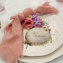 Posavasos de resina dorada Eid Mubarak - Diseño asimétrico redondo de estilo islámico elegante, con letras doradas y textura de mármol falso, adecuado para Ramadán, Eid, bodas, inauguración de la casa - Protector de mesa resistente al calor, regalo de decoración del hogar