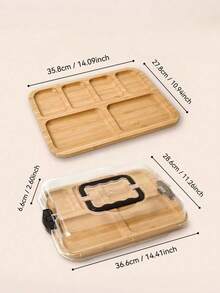 1pc Bamboo Cheese Tray With Clear Acrylic Cover - Portable Charcuterie Board For Camping, Gatherings, Restaurants | Appetizer, And Snack Serving Tray, Doubles As Cutting Board, Party Snack Organizer, Secure Cover (Handmade Pure Blue Bamboo, Slight Color & Weight Variations) - Multicolor - View 10