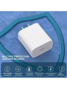 20W 美规插头充电器头，1-2个美规插头快速充电器适配器，高速高效快充，兼容 17 Pro Max/17 Pro/17/Air/17/15/16/14/13/12/11/XS/XR/8/7/6 系列手机充电器，高输出功率 - 美規A型插(110-127V) - 查看 5