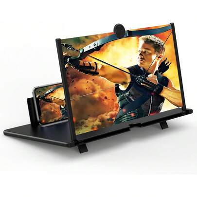 16" Screen Magnifier For Mobile Phone,3D HD Cell Phone Magnifying Projector Screen Enlarger For Movies, Videos, And Gaming,Foldable Phone Stand With Screen Amplifier,Supports All Smartphones (Black) Compatible With IPhone, Android Phone, Gift For Birthday, Family, Friends For Movies, Videos And Gaming Gifts Birthday Movies Videos Gaming Screen Extender