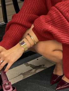 Áo len nữ dáng rộng cổ tròn, kiểu dáng tối giản, màu trơn, phong cách retro, hoàn hảo cho năm mới, Giáng sinh và Ngày Valentine. - Đỏ sáng - Xem 6