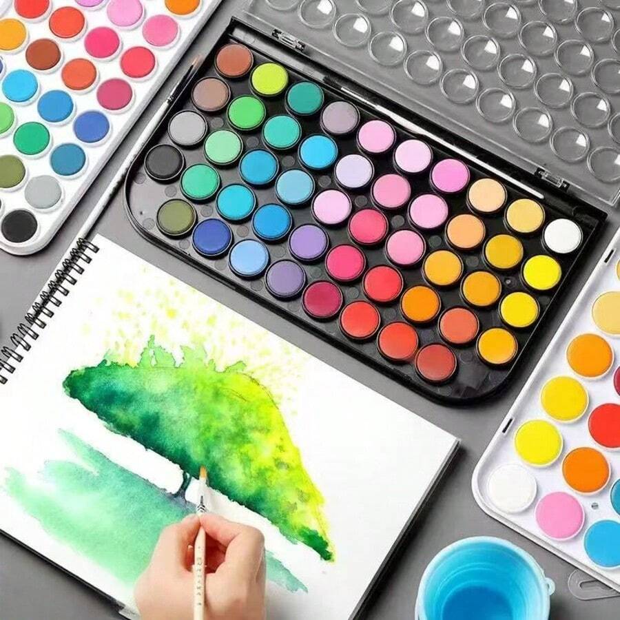 12/16/28色固体水彩粉套装，水彩和水粉绘画DIY颜料套装，适合学生艺术创作，固体水彩颜料