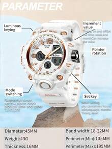 BIDEN 1 pieza Reloj deportivo para mujer con LED, reloj digital multifuncional, moda y ocio, reloj de cuarzo electrónico con doble pantalla