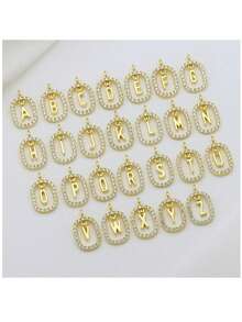 MECYLIFE 1 chiếc dây chuyền mặt dây hình vuông rỗng khắc tên riêng với 26 chữ cái tiếng Anh, phù hợp cho nữ. - Chữ cái khung Zircon - Xem 6
