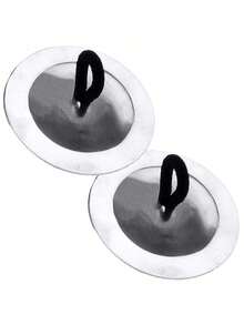 1Pair Silvery Metal Finger Gong Mini Percussion Music Classic Stage Performance Auxiliary Instruments Music Background Sound Production Musical Instrument - Multicolor - View 6