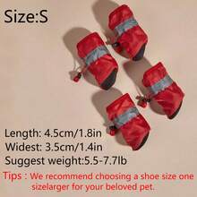 1 Set Zapatos rojos antideslizantes para mascotas, adecuados para perros pequeños (no impermeables) - Rojo - Ver 18