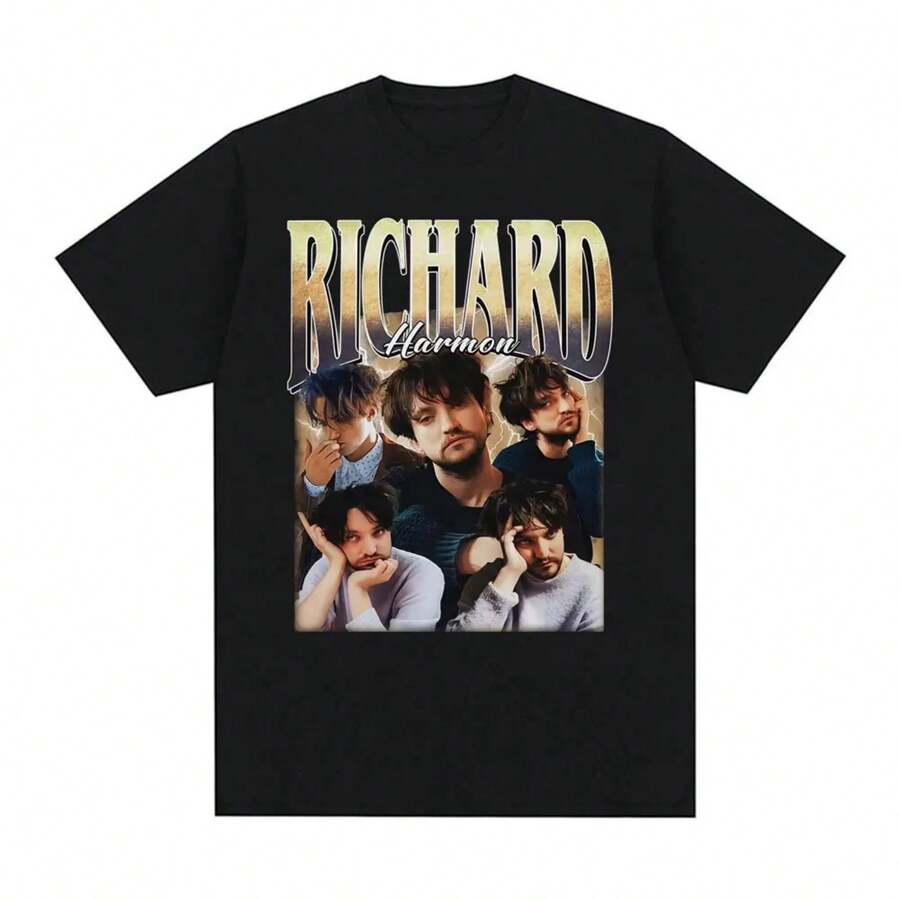 Classic Richard Harmon Vintage Graphic T Shirts Harajuku Hip Hop Streetwear T-shirt Cotton Casual Short Sleeve Tshirt - Negro - Ver 1