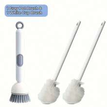 3 Piecesdishwashing Brush: Rotating Brush With Detergent Dispenser + 2 Long-Handled 90° Cup Brushes - Multi-Functional Kitchen Cleaning Set, Easily Removes Grease, Stubborn Stains And Hard-To-Reach Areas - Multicolor - View 12