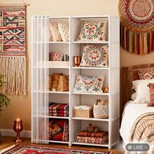 【208 条评价】多层置物架，独立式衣柜，卧室收纳架，防尘，易于组装，无需钻孔，适用于出租房、宿舍、卧室 - 窄型书架，壁挂式转角储物柜 - B - 查看 11