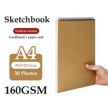1pc Kraft Paper Cover Spiral Sketchbook,Back To School,School Supplies - White - View 21