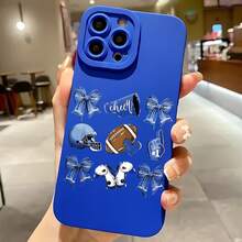 2026 nueva funda de teléfono esmerilada, funda de teléfono con lazo de animadora, casco de fútbol americano y estampado de corazón para iPhone 17 15 14 13 12 11 Pro Max Plus  Galaxy S24 S23 S22 S21 S20 S10 S9 S8 serie Note, funda de teléfono para pareja, regalo para novio y novia, regalo de vacaciones - Negro - Ver 4