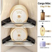 2 PCS Estante de Almacenamiento de Esquina Juego de Organizador de Ducha de Gran Capacidad Sin Taladro, Esquinero para Bao, Cocina y JabonerasGris - gris - Ver 6