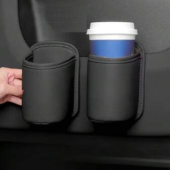 1个汽车车门杯架 - 高强度人造革杯架，防滑底座，后门安装式杯架，中控台杯架 - 兼容大多数车型 - 汽车内饰配件（2个装），车内收纳整理，设计紧凑，结构坚固，公路旅行必备，汽车杯架