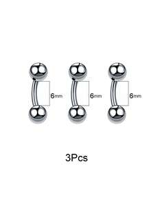 3Pcs/1Set Curved Barbell Eyebrow Ring, Stainless Steel Banana Bar Cartilage Earring, External Thread Hypoallergenic Tragus Helix Piercing Jewelry, Valentine Christmas Gift - Multicolor - View 5