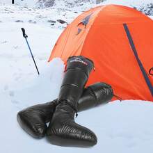 Down Camping Socks - Ultra Warm Down Booties For Sleeping Bags, Hiking & Winter Indoor Use, Waterproof 20D Nylon, Unisex Cold-Weather Boots - Black - View 2