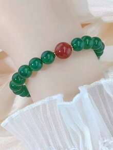 1条经典欧美风时尚玛瑙手链，搭配同色绿色玛瑙珠，夏季时尚单品 - 星星 - 查看 6